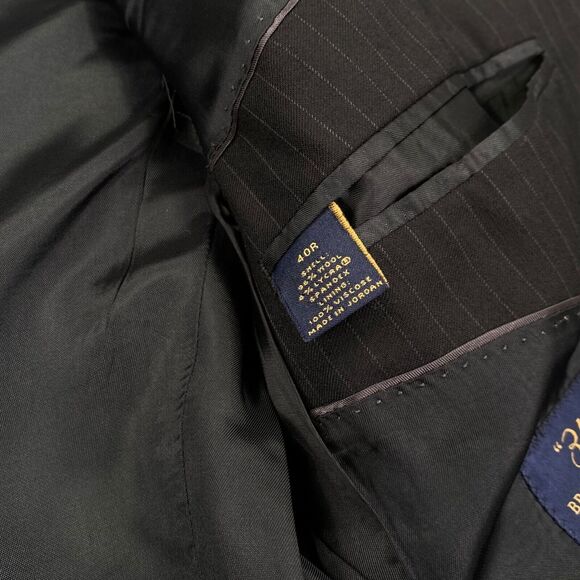 Brooks Brothers Blazer Mens 40R Slim Pinstripe 346 Stretch Black Sport Jacket - Picture 9 of 16